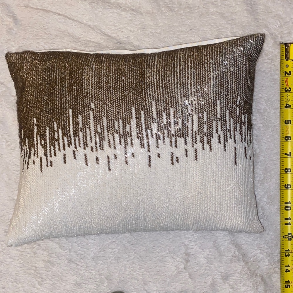 HomeGoods Sequin Ombre White and Dark Gold Accent Pillow - Picture 3 of 6
